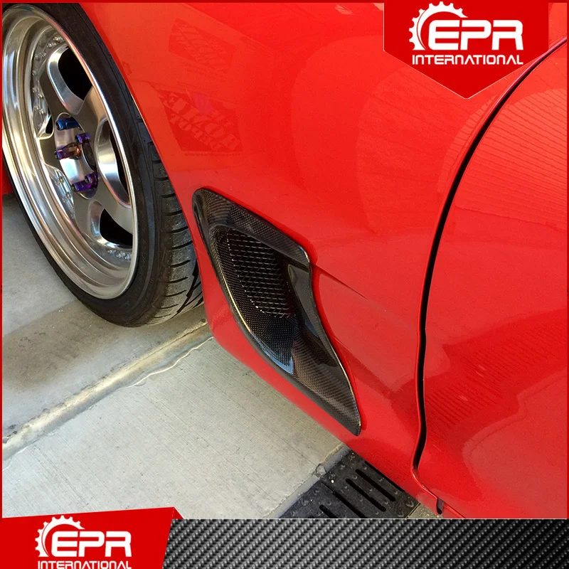 

For RX7 FD3S 1992-2002 RE Style Carbon Fiber Front Fender Big Outlet Duct RX7 Glossy Carbon Wheel Side Air Vent Trim