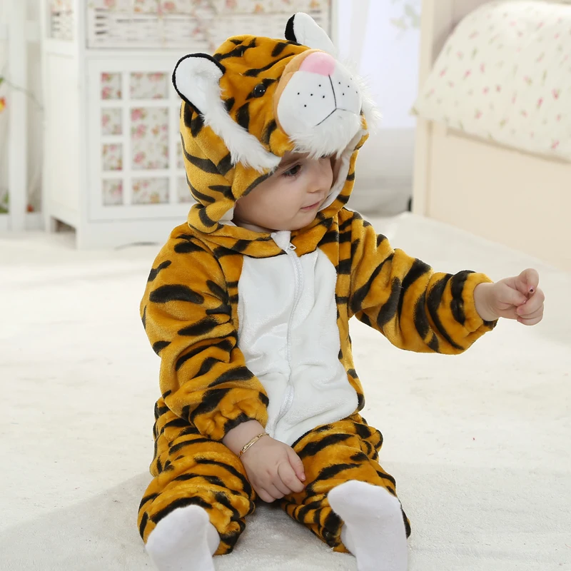 Umorden petit tigre Costume pour bébé infantile enfant en bas âge garçons 0-4T sweat à capuche barboteuse combinaison flanelle doux tenue d'hiver Halloween