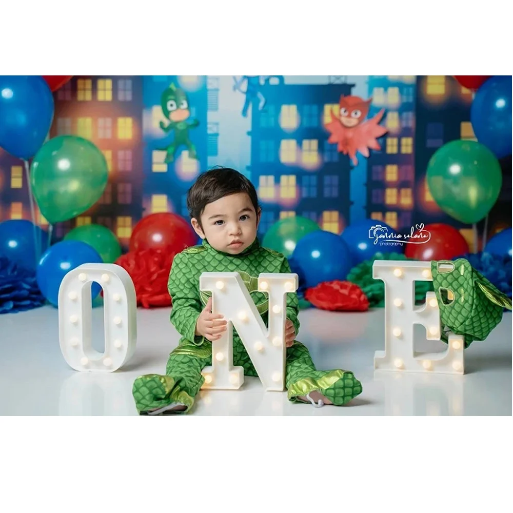 خلفية سوبر هيرو سيتي للأطفال ، خلفية تصوير لعيد الميلاد الأول ، استوديو الصور