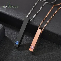 Nextvance Stainless Steel Custom Engraved Name Date Bar Black Color Necklace Women Men Lover Personalized Pendant Jewelry Gift