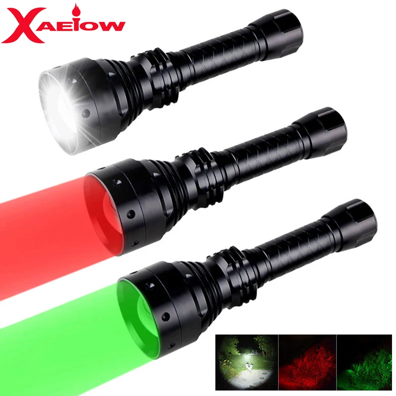 

Hunting LED Flashlight Tacticel Torch Lantern White/Red/Green Recharge Waterproof Flashlight 13000LM Light with 18650 Battery