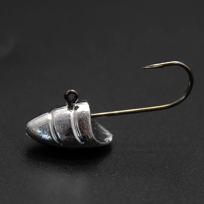 5pcs/Lot Root fishing Lead Head Hook Strengthen blood groove hook for Soft Worm Lure Bait Jig Barbed Single Fishhook Accessories