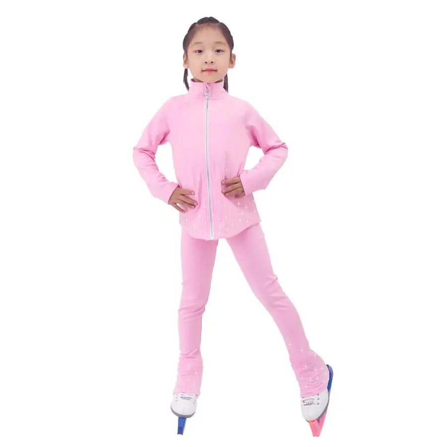 Figure skating clothing children plus cashmere warm suit skating performance clothing hot drill training pants women's jacket fo