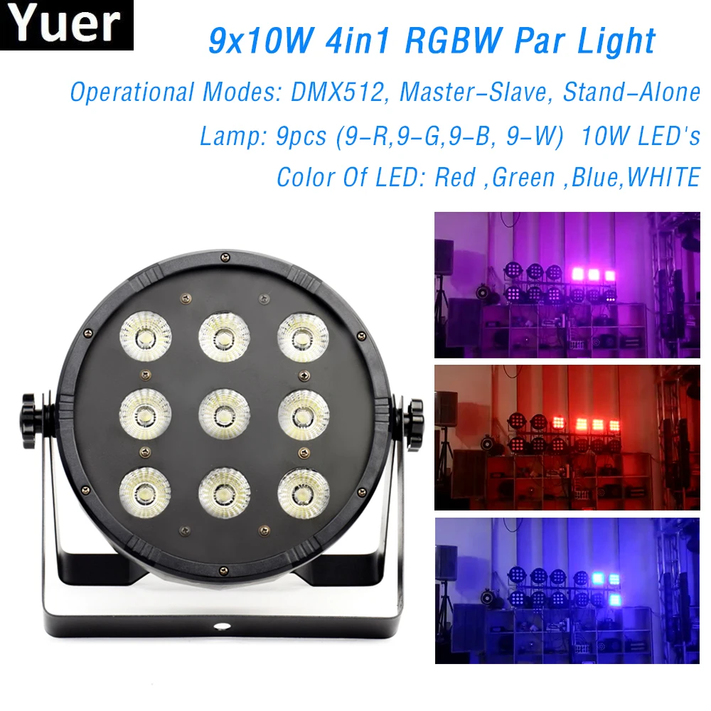 

9X10W 4in1 RGBW DMX512 Par Light DJ Bar Club Birthday Party Friends Party Disco Lights Professional Stage Effect Lighting Lamp