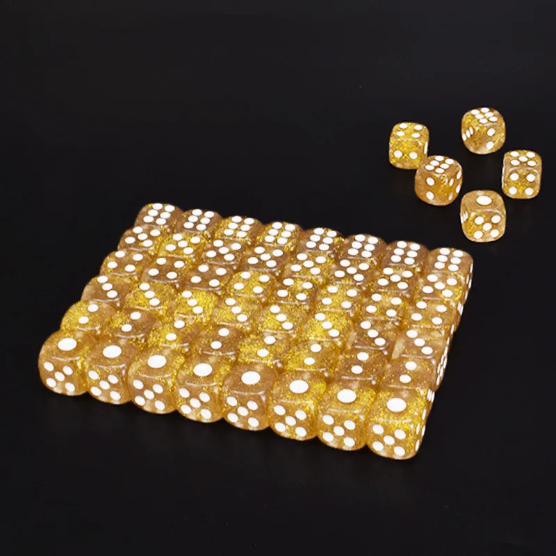 10Pcs High quality 16MM Transparent Rounded Gold Dice Six Sided Spot D6 Playing Games Dice Set For Bar Pub Club Party Board Game