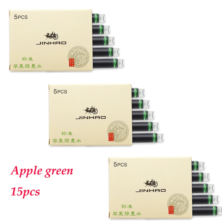 15pcs Set Jinhao Fountain Pen Ink Refill Cartridges Colorful Color ink for Calligraphy  Disposable Generic  Sac