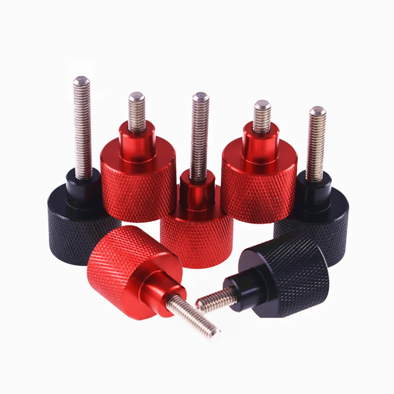 

1Pcs 1/4-20*Length 6-60mm UNC Knurled Thumb Screws Black & Red Aluminum Alloy Fixed position adjustment Hand Screw