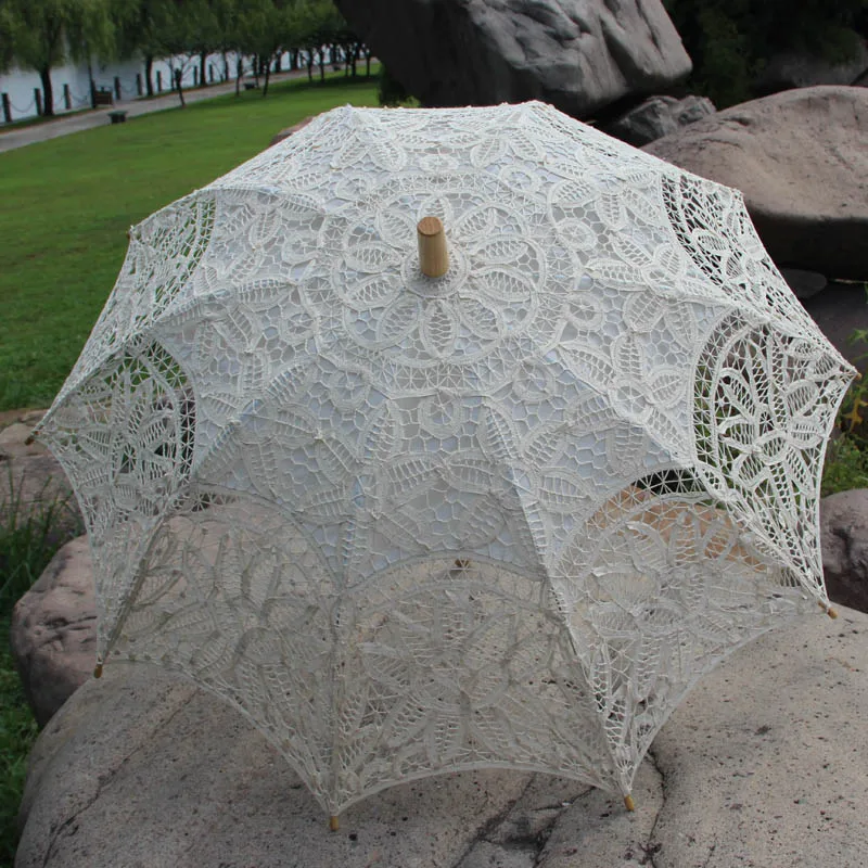 Vintage Handmade Photography Recital Dance Stage Wedding Decoration Lace Bride Umbrella Battenburg Lace Parasol