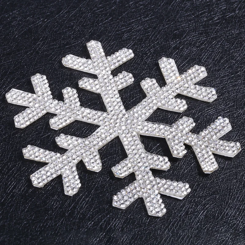 Silver Clear Rhinestone Gecko Dog Paw Snowflake Iron Patches for Clothing Crystal Appliques Iron-on Clothes Sticker Badge Craft