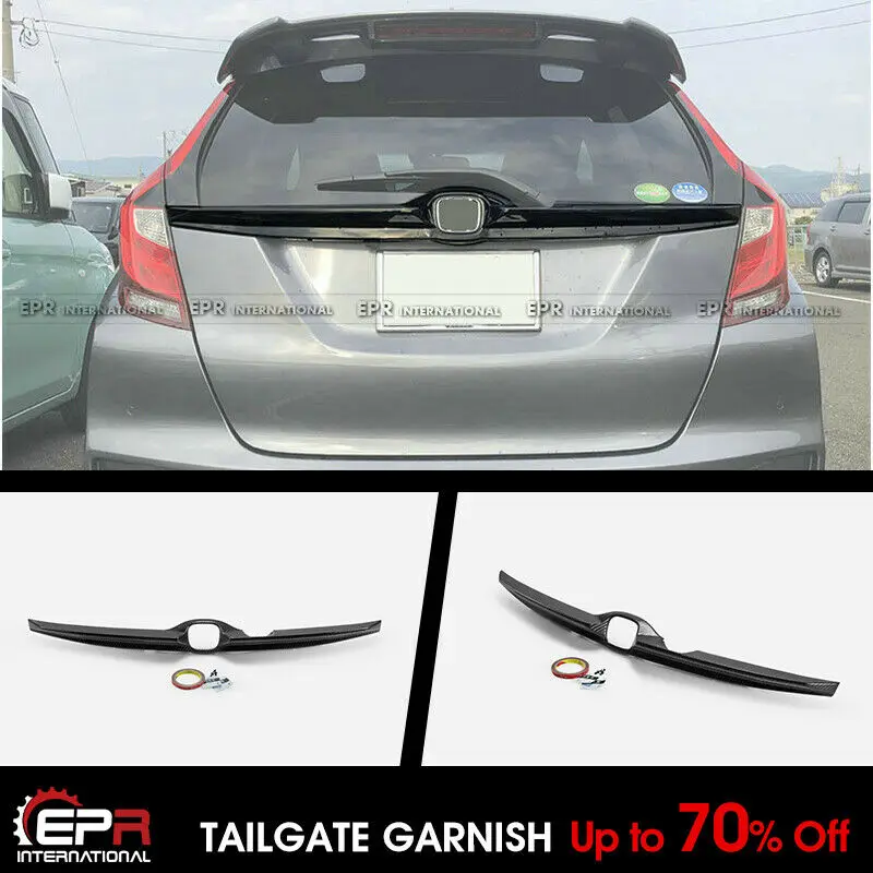 For Honda Jazz 14-17 DBA-GK3-6 DAA-GP5.6 MU Style ABS Tailgate Garnish (Carbon look) Exterior Body kit