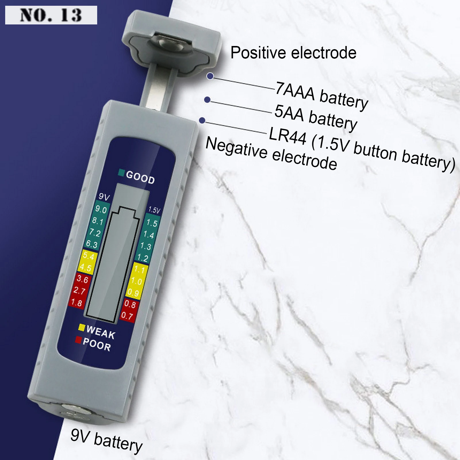 Digital Battery Tester LCD Display AA AAA 9V 1.5V Button Cell Battery Capacity Check Detector Capacitance Diagnostic Tool
