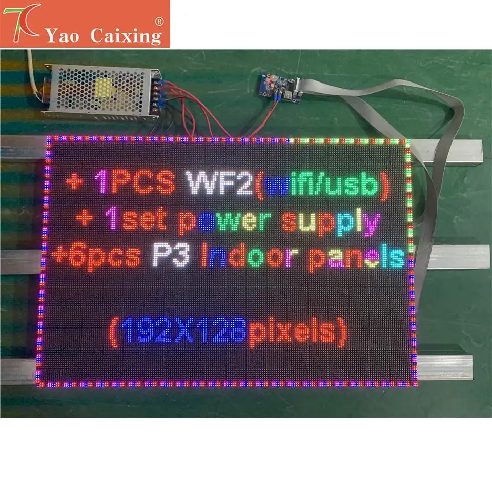 6 قطعة P3 داخلي 576x384 مللي متر لوحات WF2 واي فاي وحدة تحكم USB لتقوم بها بنفسك لوحة النصوص الرقمية
