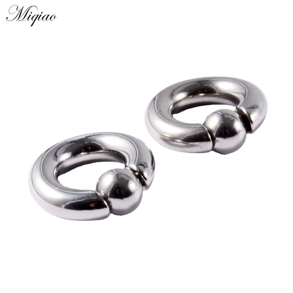 Miqiao 2pcs Fashionable and Simple Stainless Steel U-shaped Curved Rod Round Ear Expander Body Piercing Jewelry