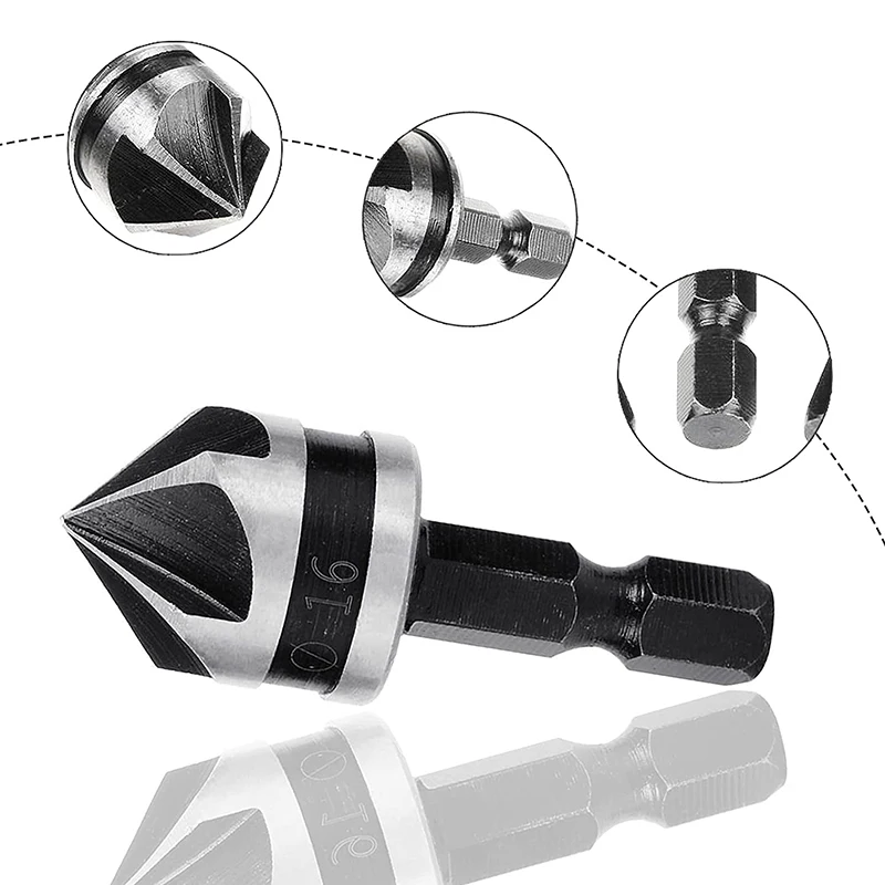 Smarlan 3Pcs Hex Hss Verzinkboor Boring Boor Set Voor Hout Metaal Quick Change Boor Tool Zeshoekige Schacht carbon Staal Aa