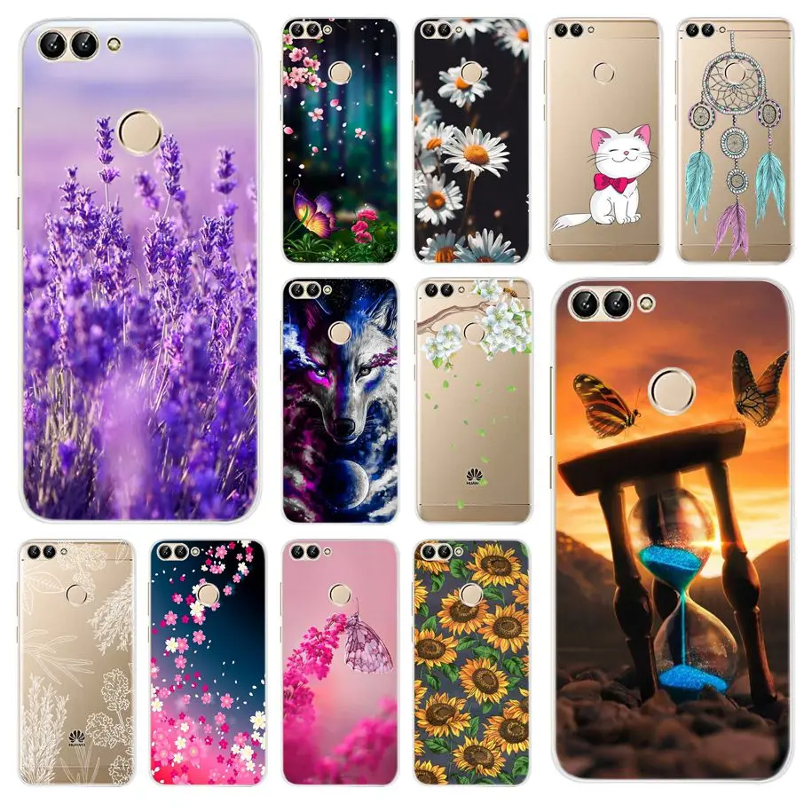 For Huawei P Smart Case TPU Soft Silicon Lavender Flower Back Cover Phone Case For Huawei P Smart 2018 FIG-LX1 PSmart Case 5.65