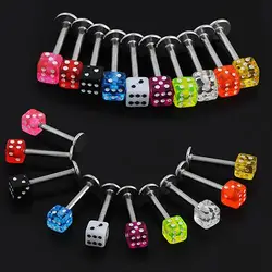Pendientes acrílicos UV Unisex, 20 unidades, cubos mixtos, dados, labios, pendientes, anillos, Tragus, Labret, Piercing corporal