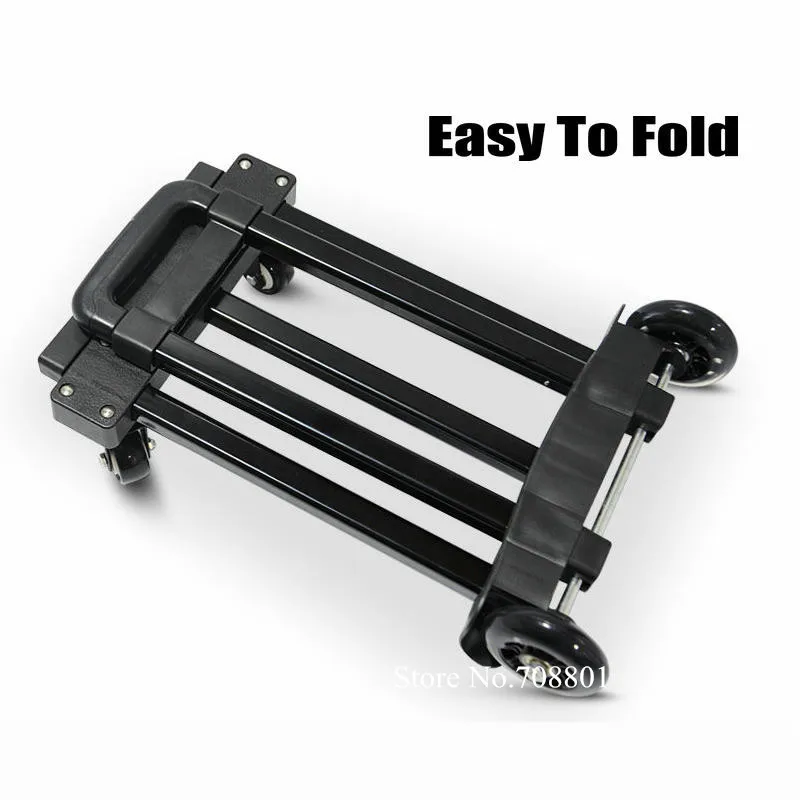 Folding Hand Truck, 120lbs Heavy Duty 4-Wheel Solid Construction Utility Cart, Lightweight for Luggage, Portable Dolly