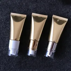 Wholesale New 30ml cosmetic Soft Tubes Vacuum pump squeeze Hose Bottles Gold Alum Eye Cream Bottles sunscreen Refilable Bottles
