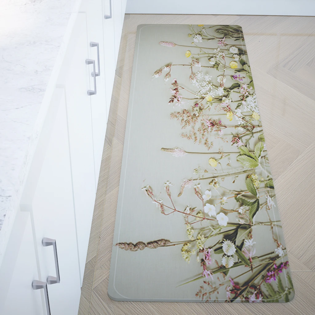 Flower Illustration Floor Mat Bath Mat Art Kitchen Rug Home Living Room Bedroom Carpets for Front Door