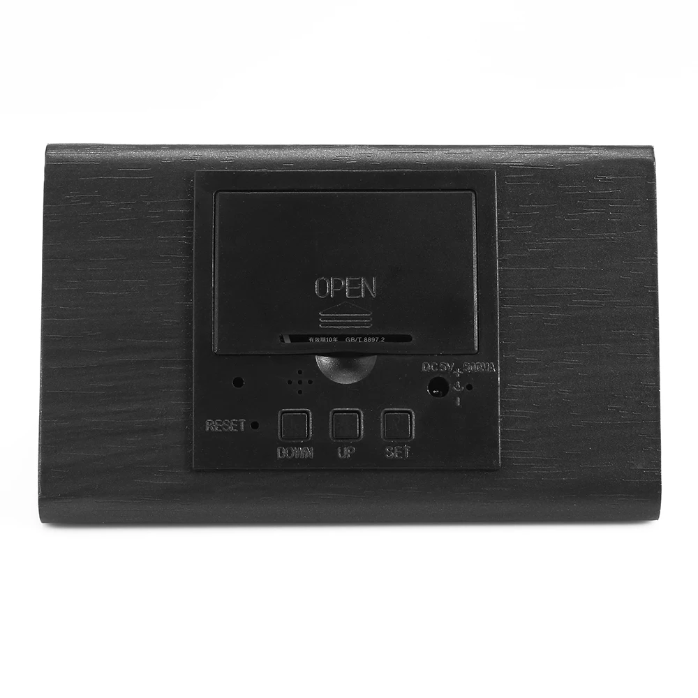 LED Digital Alarm Clock Temperature Alarm And Date Functions Voice-Activated Electronic Wooden Alarm Clock For Home Decor