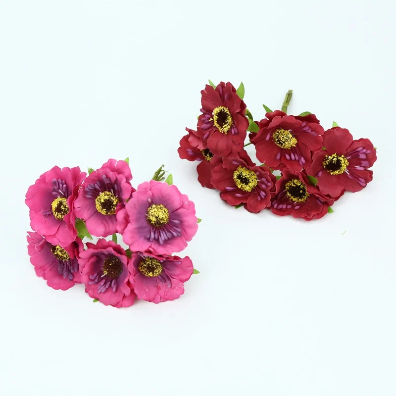 6 Pieces Stamen Artificial Plants Wedding Decorative Flowers Christmas Wreaths Vases for Home Decor Silk Cherry Fake Flowers