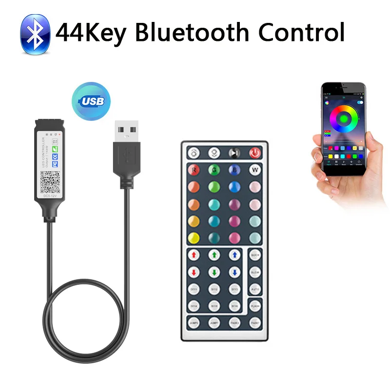 USB 5V RGB 24key 44key sterowanie Bluetooth 3key sterowania do 2835/5050 listwy LED małe kontroler RGB taśma Led