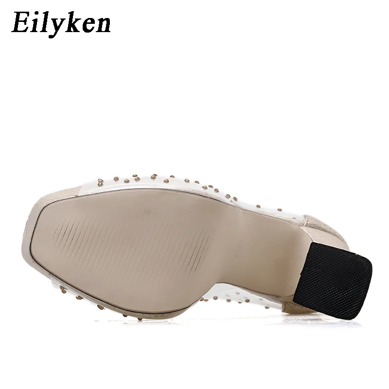 Eilyken New Design PVC Transparent Rhinestone Platform Women Pumps Fashion Peep Toes Cover High Heel Party Wedding Female Shoes