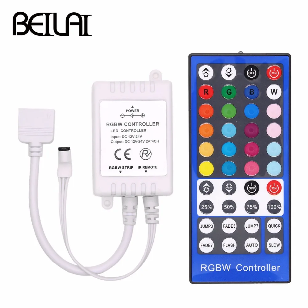 Lights 4 Channels DC 12V - 24V RGBW LED Controller Dimmer 40Key 5Pins IR Remote Control For SMD 5050 RGBW RGBWW LED Strip Light