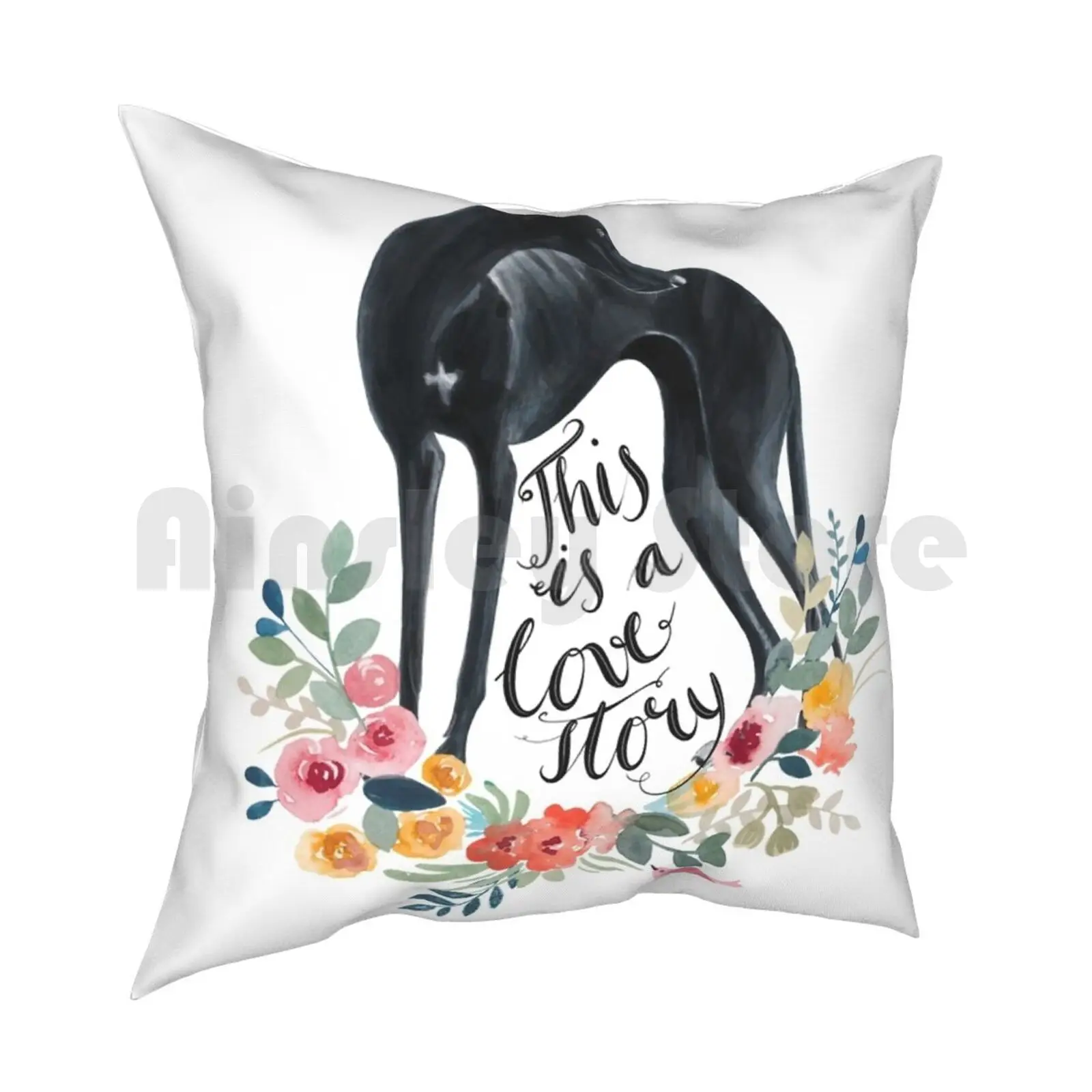 Greyhound-This Is A Lovestory Pillow Case Printed Home Soft DIY Pillow cover Greyhound Sighthound Whippet Galgo Galgo