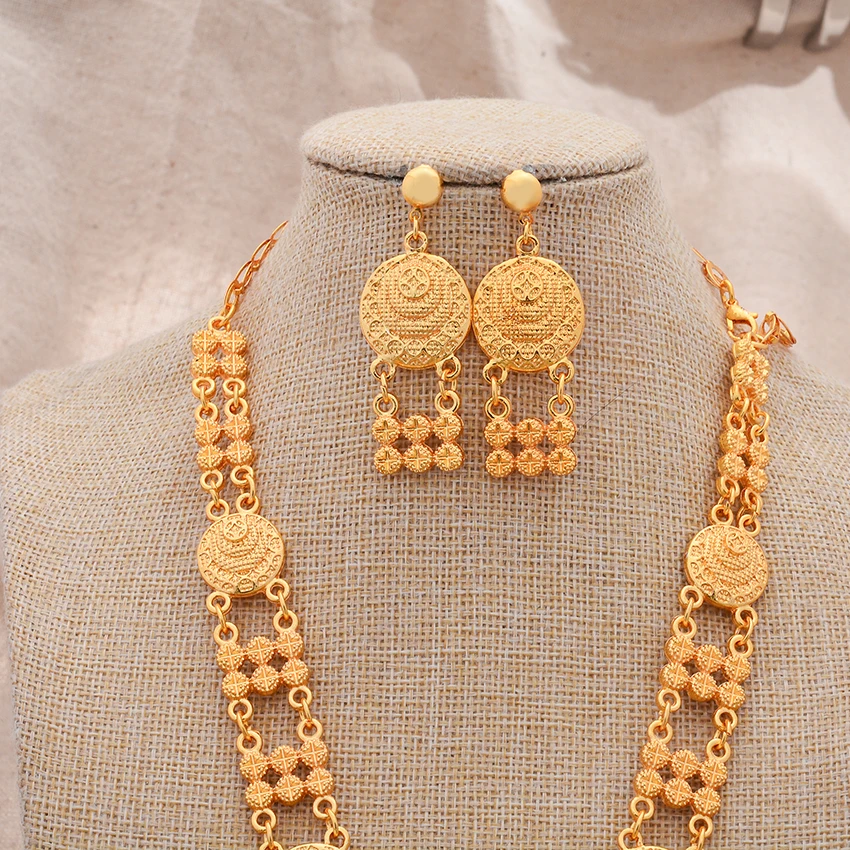 Dubai African Jewelry Sets for Women Girls Arabic Indian Jewelry Gold Color Wedding Jewelry Set