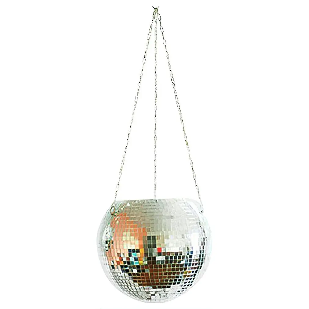 Disco Ball Hanging Flower Pot For Indoor Plants Bohemian Style Flower Planter Pots Rope Mirror Hanging Basket Garden Decor Vase