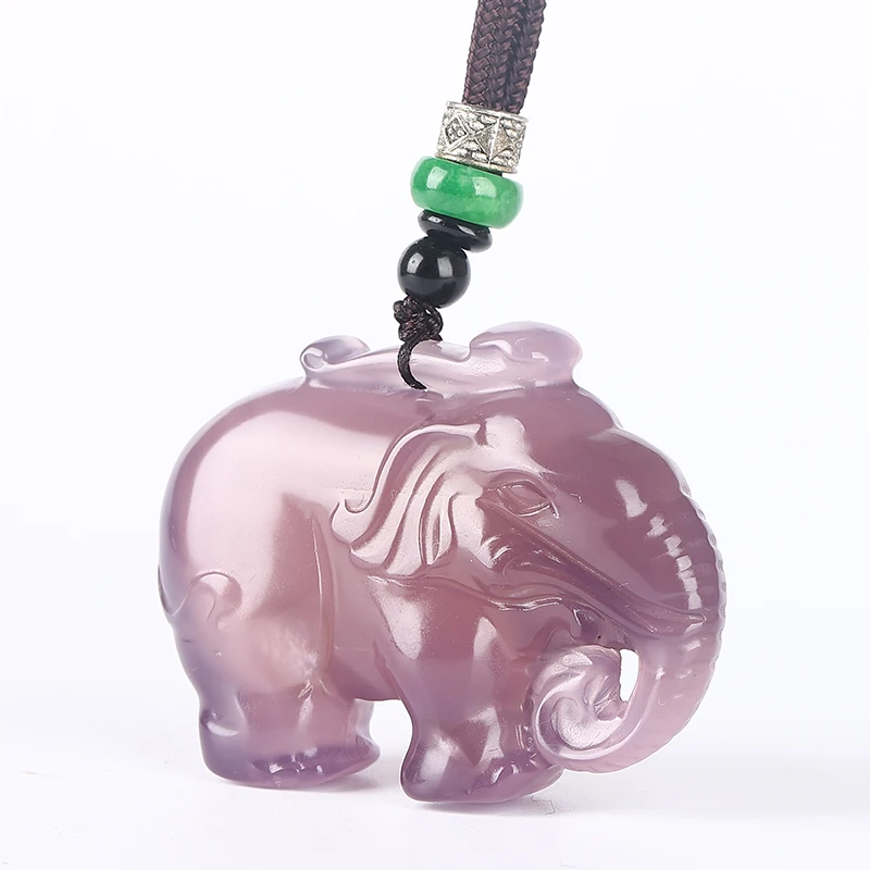 

Koraba Natural Jade Stone Crystal Elephant Pendant Necklace for Women Mens Necklace