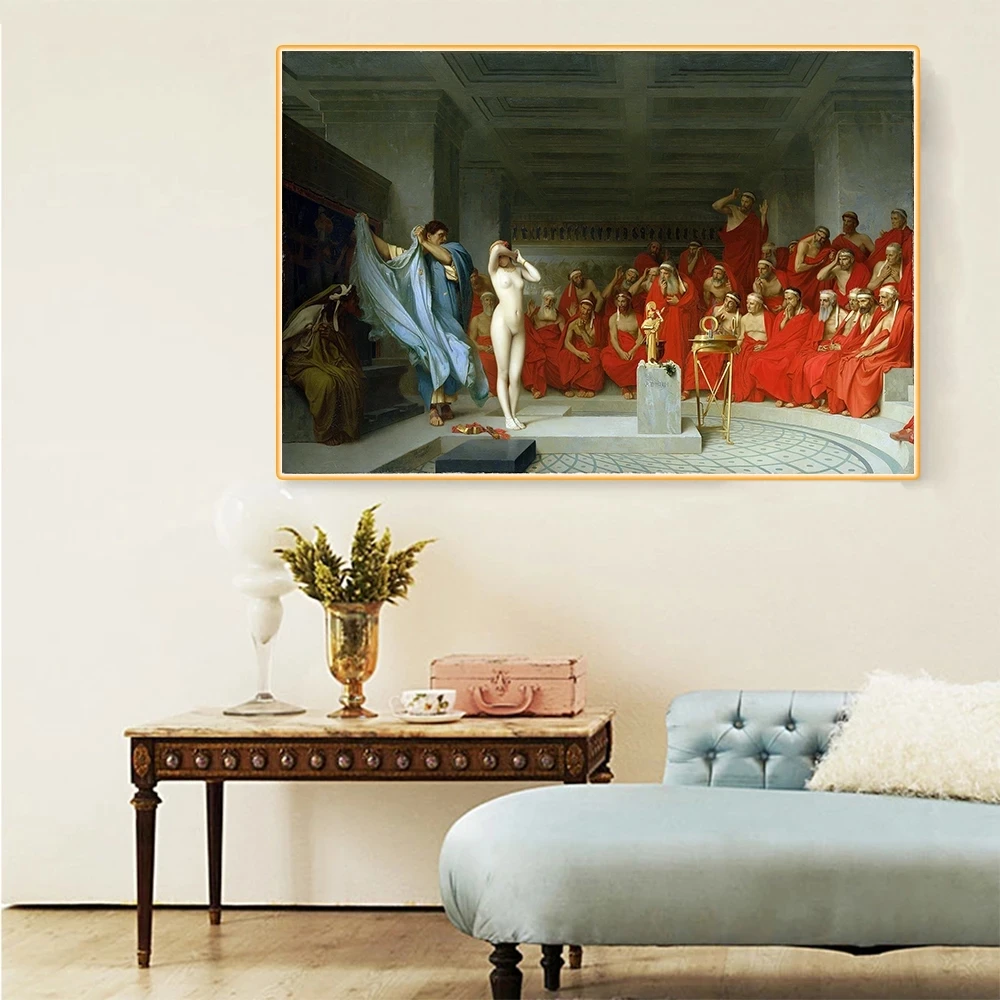 Famous Oil Painting Jean-Leon Gerome《Phryne Before The Areopagus》Canvas Prints Wall Picture for Living Room Home Decoration