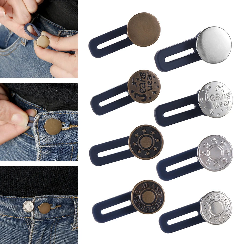 2Pcs Pant Extender Metal Tight Trousers Jeans Skirts Maternity Button Hooks Unisex Waist Band Pant Extender Sewing Accessories