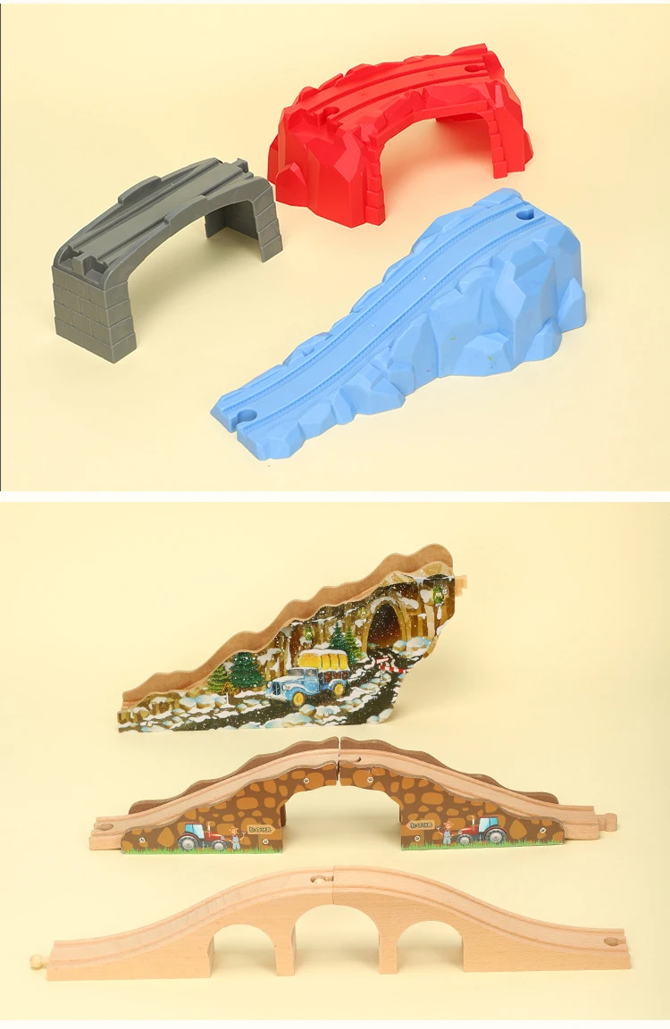 Kinder-Eisenbahn-Spielzeug Holzeisenbahn-Schienen Alle Arten von Brücken- und Schienenzubehör Passend für Marken-Holzschienen Spielzeug für Kinder Geschenk – Detail 5