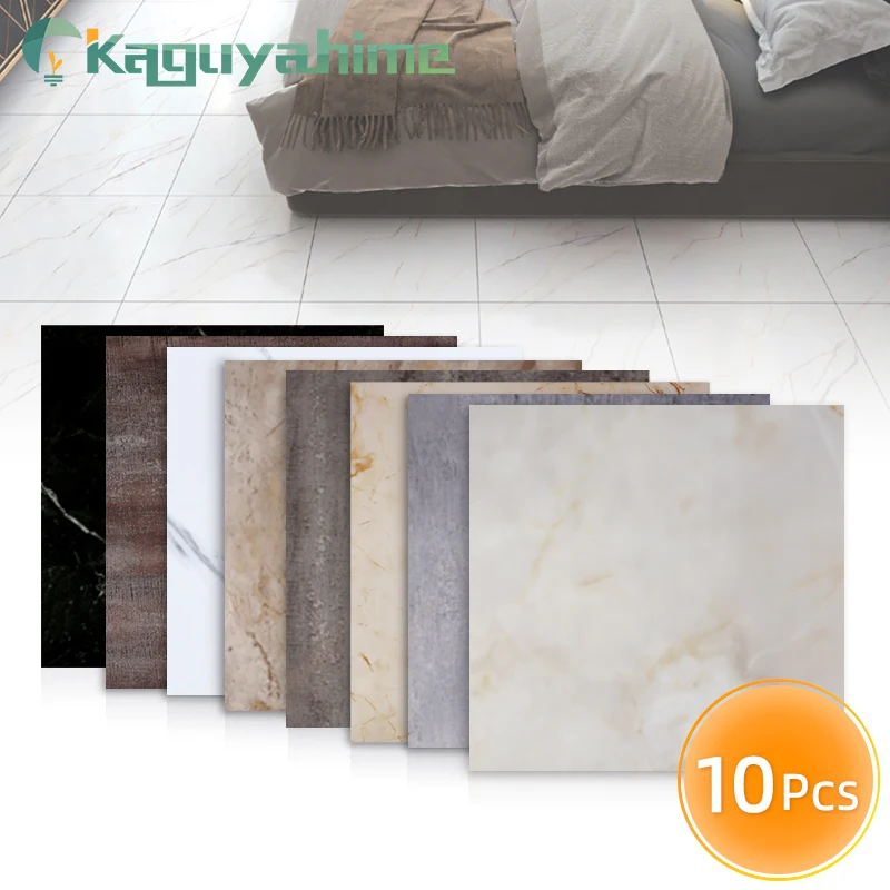 Kaguyahime 10pcs/Lot 30cm PVC Imitation Marble Floor Stickers Self-adhesive Wall Stickers Waterproof Bathroom  Decals 30*30cm