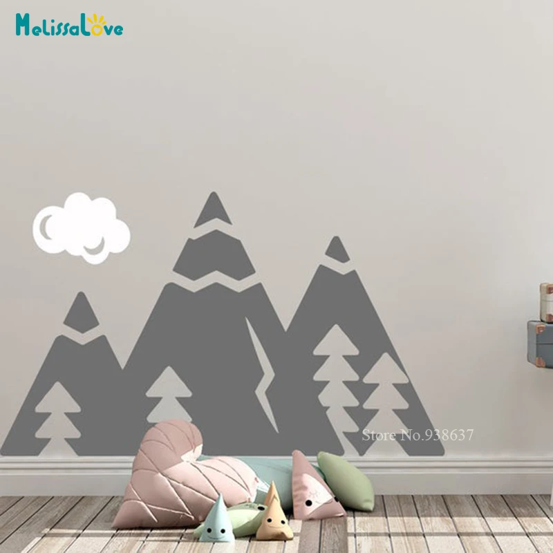 2 Colors Adventure Mountain Decal Nursery Baby room Decor Woodland Playroom Removable Vinyl Wall Sticker BB115