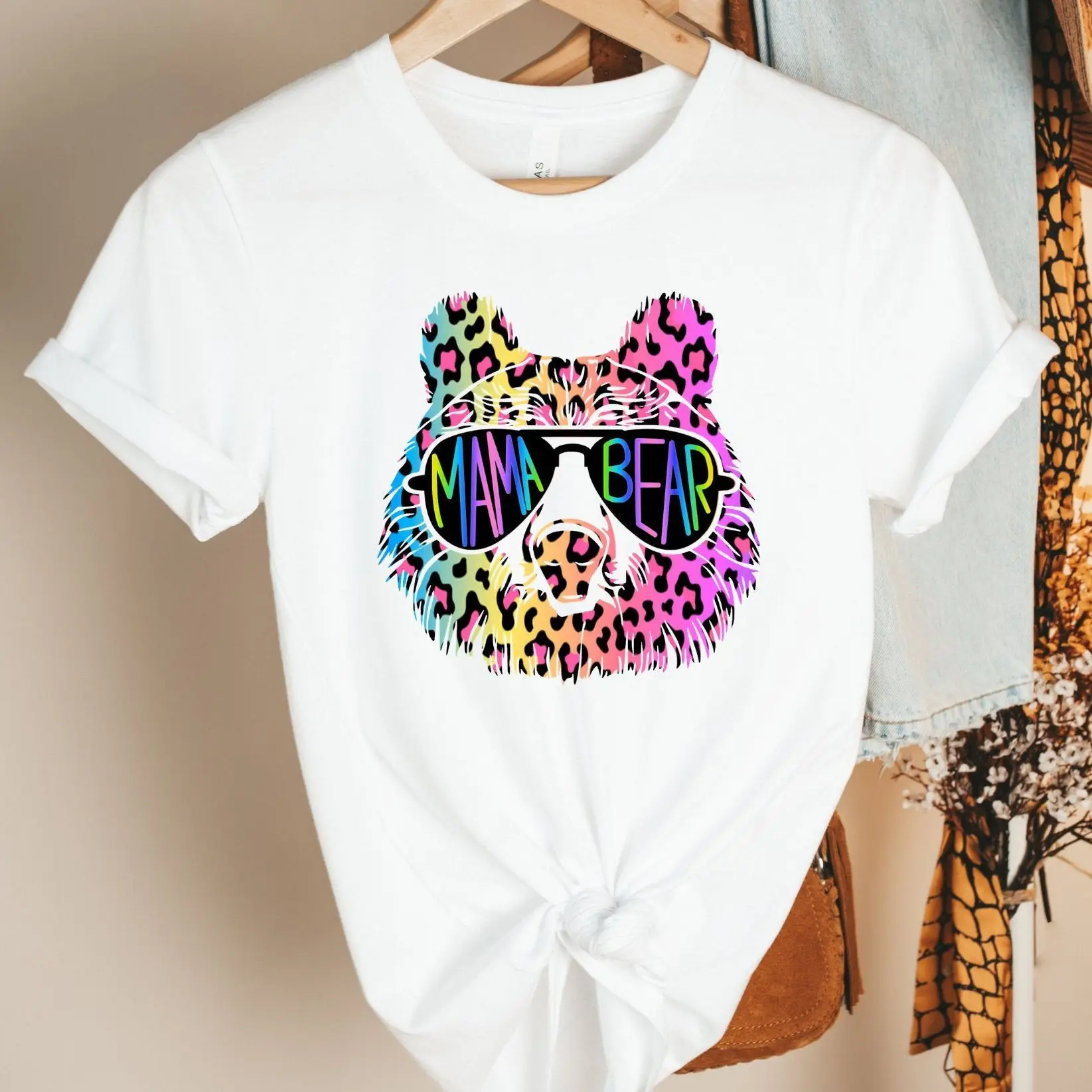 

Women T-shirt Mama Bear Print Harajuku Top Casual Ladies Basic O-collar Short Sleeved Women T-shirt Girl,Drop Ship