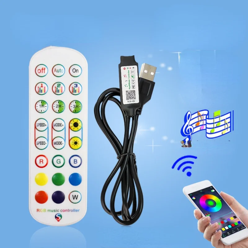 Bande lumineuse LED RGB, Bluetooth, avec adaptateur de contrôleur, Flexible, 5050/2835