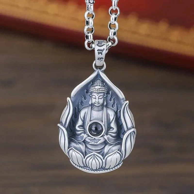 

S999 sterling silver Pendant jewelry creative men&women patron saint amulet Amitabha silver necklace the Buddha silver pendant