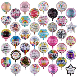 Ballons joyeux anniversaire en feuille d'hélium pour garçons et filles, décorations de fête d'anniversaire pour enfants, baby shower, rond, étoile, 18 po, 10 pièces