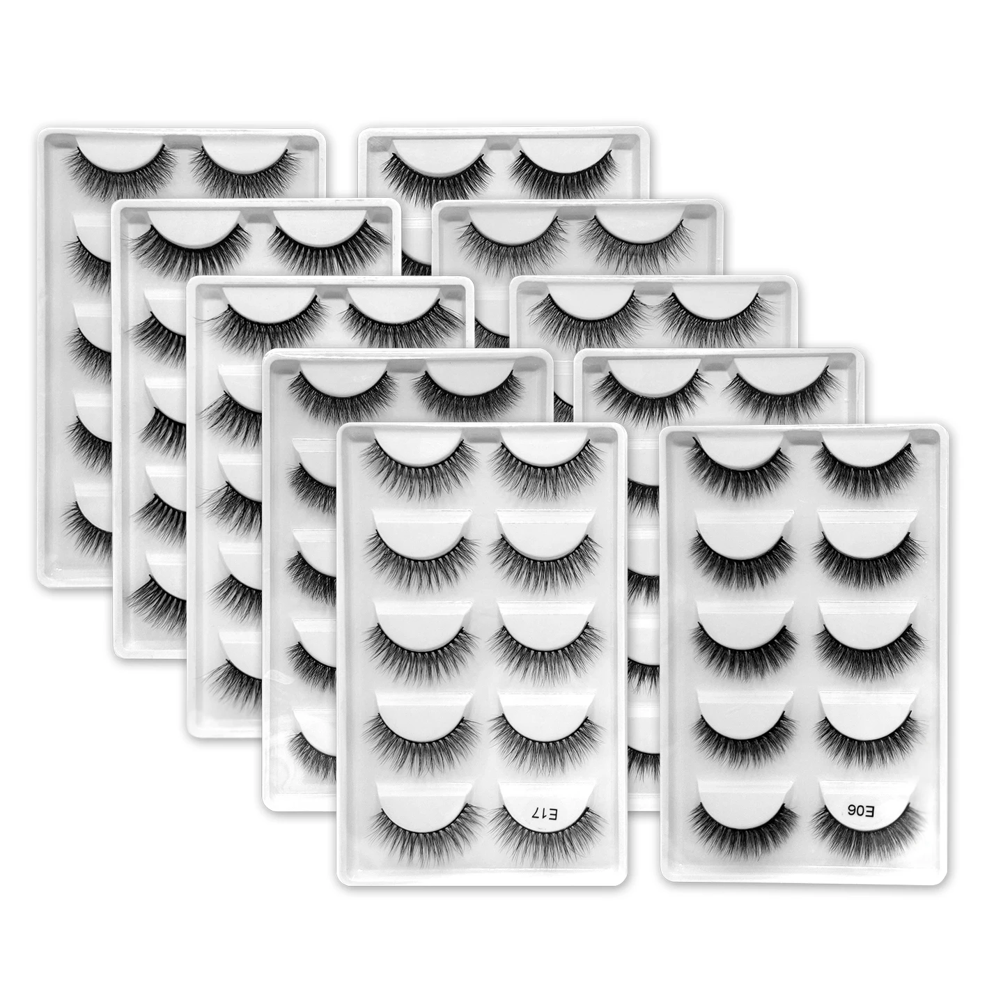 5 Pairs Eyelashes Natural Long 3D Mink Lashes Fluffy Volume Mink False Eyelashes Cruelty Free Wispy Lashes Makeup Cilios E01 E08