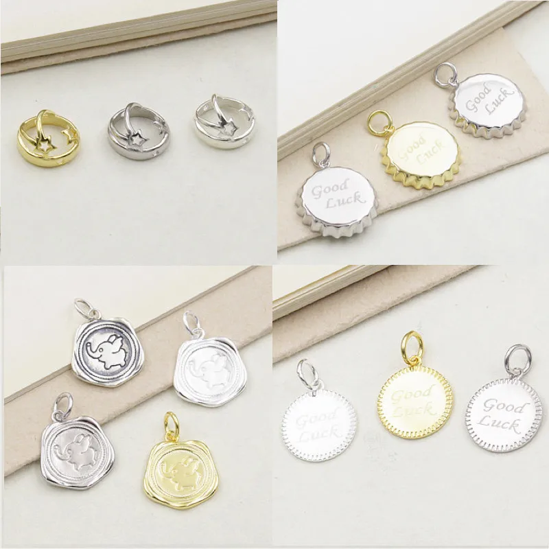 5pcs/lot  circle charm with good luck silver color gold color pendant tag  DIY accessories of necklace bracelet headdress