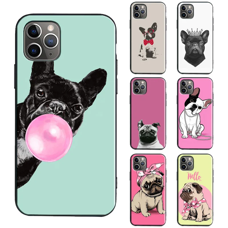 Cartoon French Bulldog TPU Case For iPhone 12 13 Pro Max mini X XR XS Max 6S 7 8 Plus SE 2020 11 14 Pro Max Cover