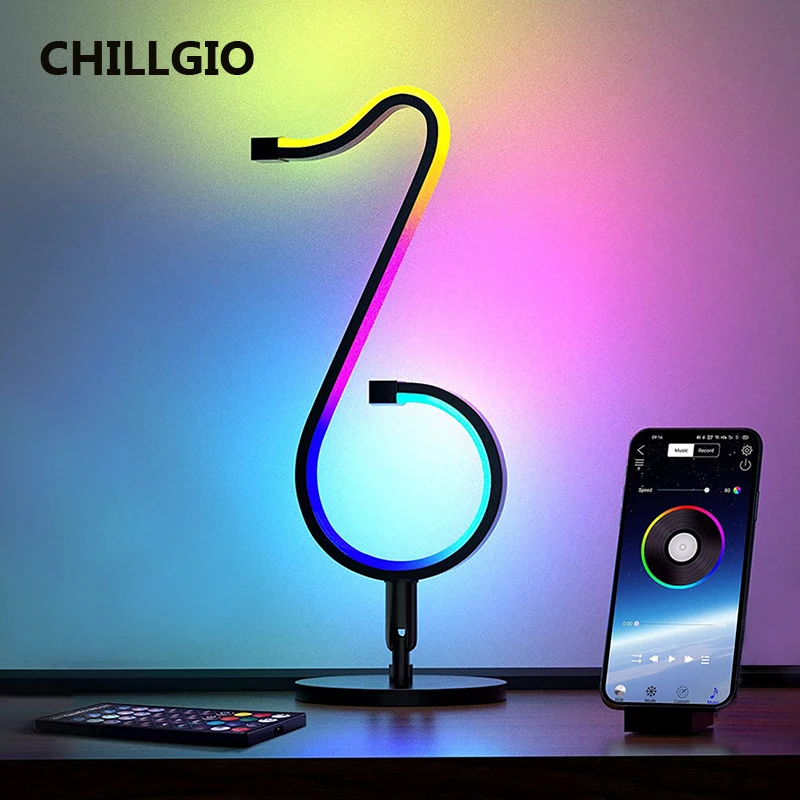 

CHILLGIO RGB Smart Atmosphere Night Lamp USB Desktop Led Bluetooth App Remote Control Dimmable Symphony Musical Note Table Light