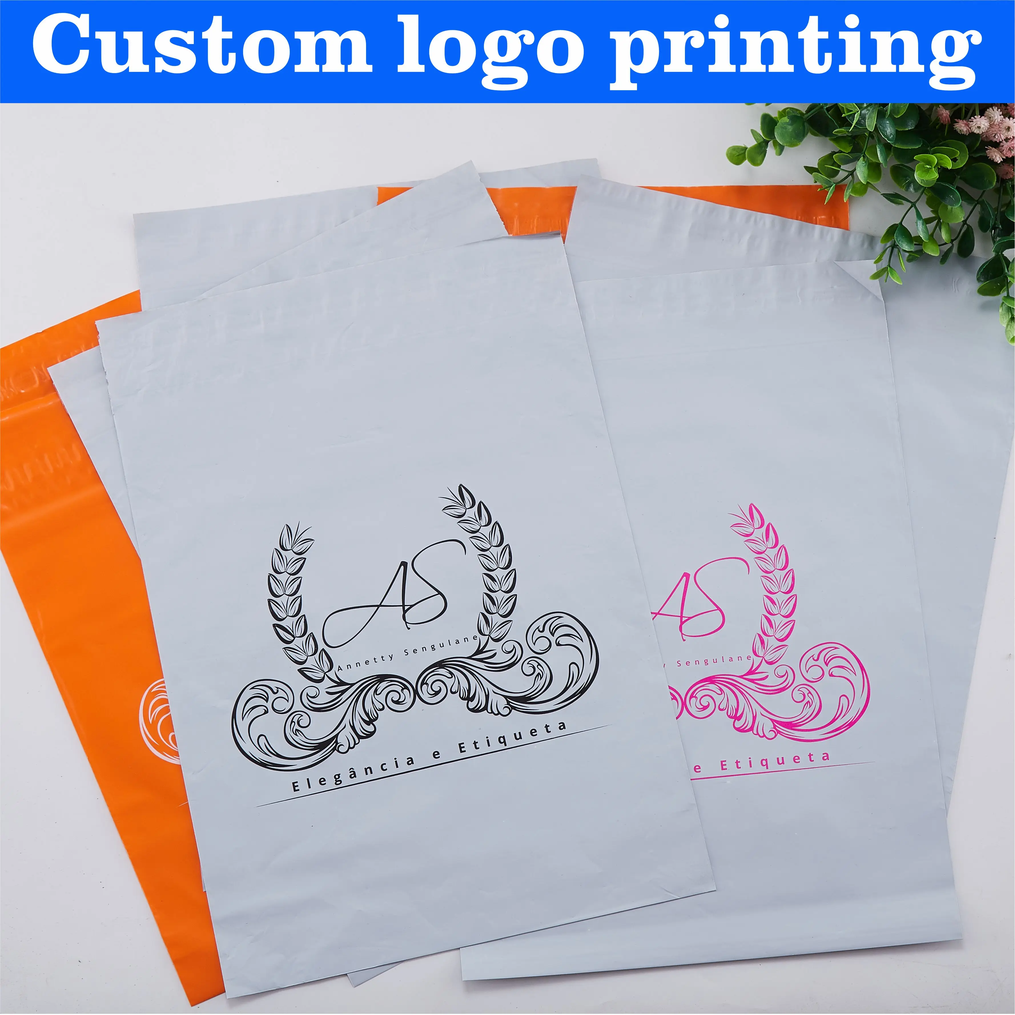 Poly Mailers, Plastic Envelope, Polymailer Bags, Self Adhesive with Your Logo, Custom Shipping, Black