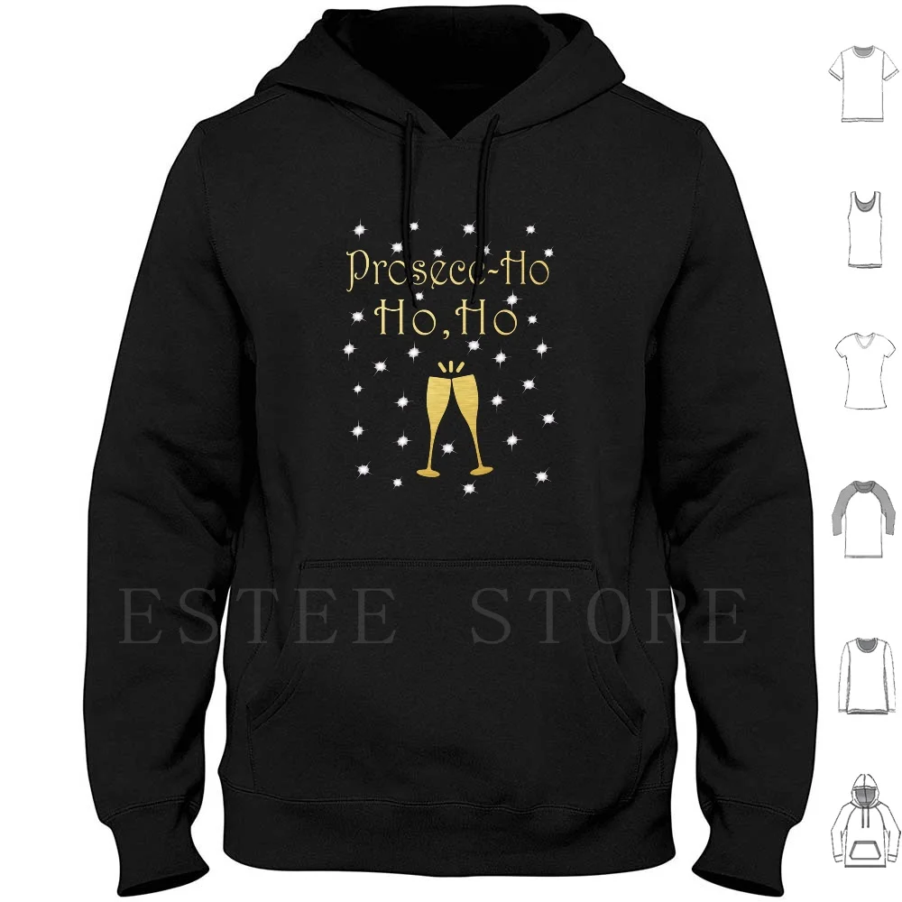 Sudaderas con capucha divertidas de Navidad con diseño de Prosecco Ho Ho Ho, diseño de manga larga, Love Wine Prosecco Wine Prosecco Funny Wine