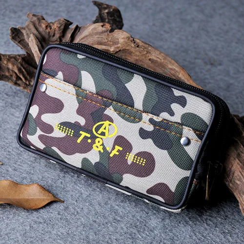 

Men's Fanny Pack For Mobile Phone Male Double Zippers Coin Purse Canvas Fabric Waterproof Good Quality Casual Waist Packs Bags