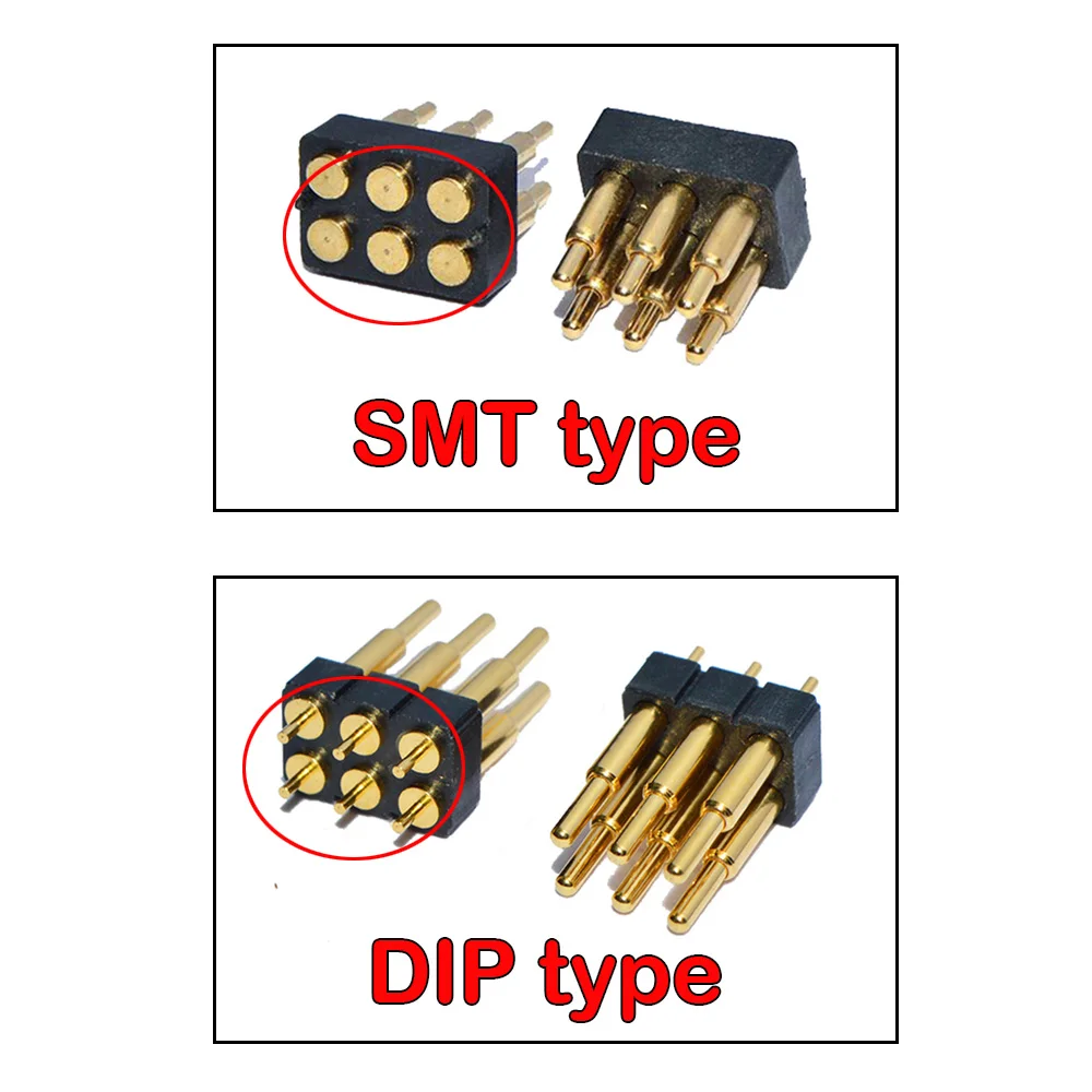 2 pcs Spring Loaded Pogo Pin Connector Plug 4 6 8 10 12 14 16 20 Pin Dual Row Surface Mount SMT DIP Height 7.0mm Pitch 2.54 mm