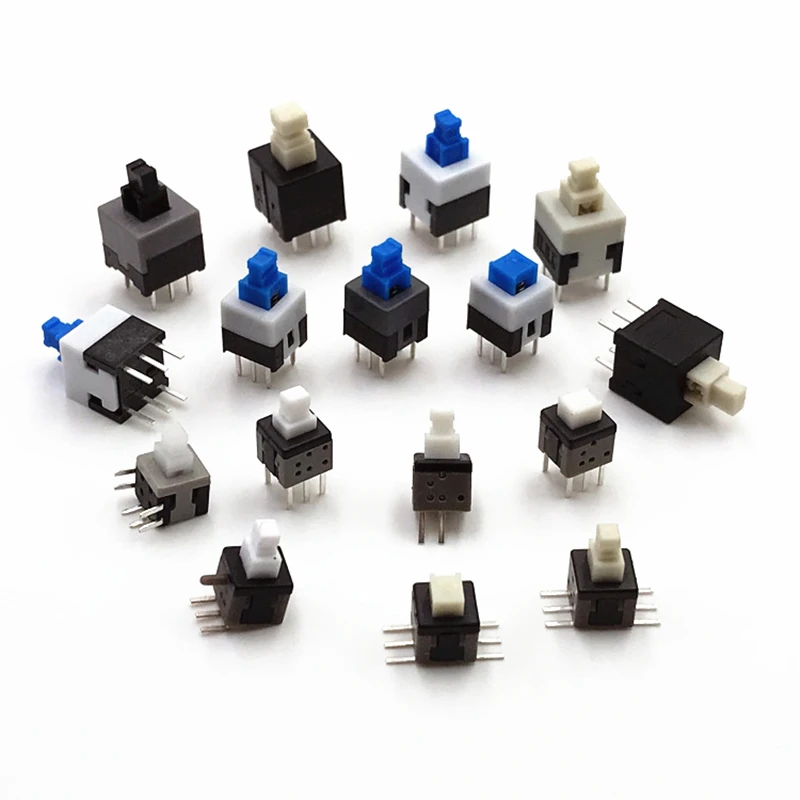 

50pcs 6 Pin Button Switches 5.8*5.8 7*7 8*8 8.5*8.5mm Self Locking/without Lock Push Tactile Power Micro Switch Kit